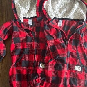 Carter's Red and Black Plaid Hooded Onesie